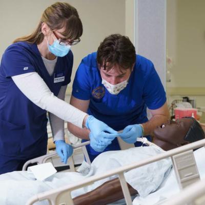 nursing student in SIM lab 